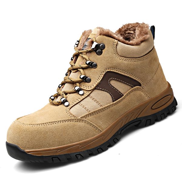 men plus size casual warm plush steel toe covers working safety cotton-padded shoes cow suede leather winter snow fur boots male, Black
men plus size casual warm plush steel toe covers working safety cotton-padded shoes cow suede leather winter snow fur boots male, Black