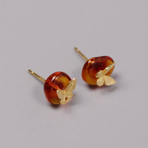original|review|conformal baltic amber genuine 100%925 sterling silver butterfly stud earrings gift woman commemorative jewelry, Golden;silver
original|review|conformal baltic amber genuine 100%925 sterling silver butterfly stud earrings gift woman commemorative jewelry, Golden;silver