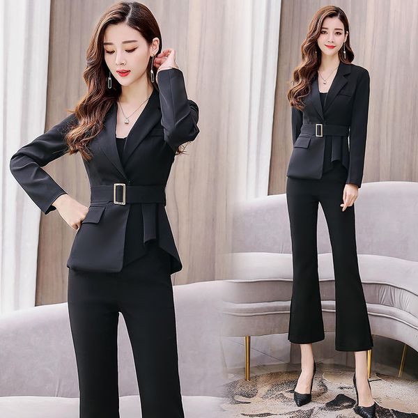 yasuguoji new 2019 spring business suits ladies womens suits set 2 pieces women pants with belt women pant formal, White;black
yasuguoji new 2019 spring business suits ladies womens suits set 2 pieces women pants with belt women pant formal, White;black