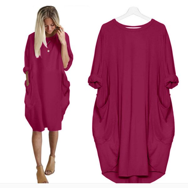 women casual loose dress with pocket ladies fashion o neck long female t shirt beach dress streetwear plus size vestidos clothing, Black;gray
women casual loose dress with pocket ladies fashion o neck long female t shirt beach dress streetwear plus size vestidos clothing, Black;gray