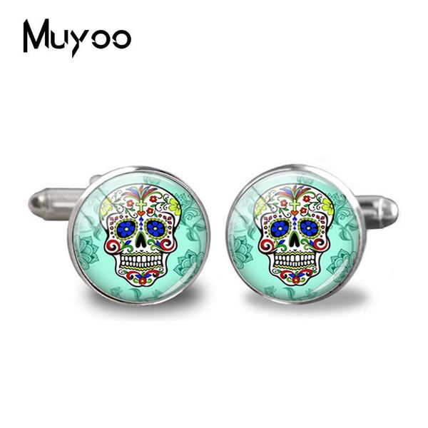 2019 new sugar skull cufflink fashion skull and bones cuff handmade accessory cufflinks glass round jewelry for mens gifts, Silver
2019 new sugar skull cufflink fashion skull and bones cuff handmade accessory cufflinks glass round jewelry for mens gifts, Silver