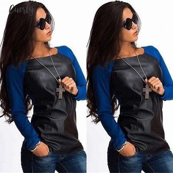 women leather polyester shirt ladies casual tee blouse shirts outwear scoop neck jumper long sleeve clothing, White
women leather polyester shirt ladies casual tee blouse shirts outwear scoop neck jumper long sleeve clothing, White