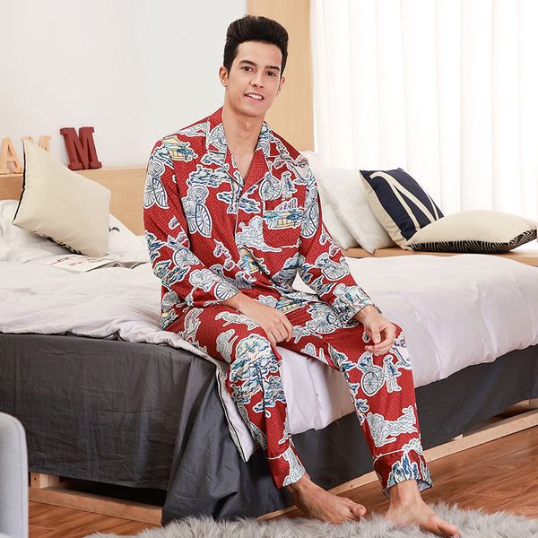 2019 men's silk pajamas spring and autumn long sleeve pyjama with pants home suit men's plus size man sleepwear printing figure, Black;brown
2019 men's silk pajamas spring and autumn long sleeve pyjama with pants home suit men's plus size man sleepwear printing figure, Black;brown