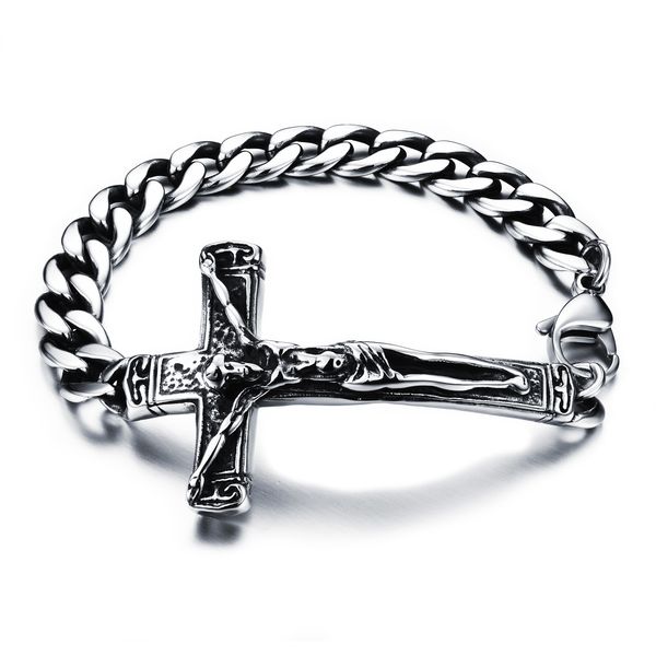 fashion jesus christ crucifix stainless steel curb link bracelet chain fashion mens cross jewelry for men, 8.26 inch, Black
fashion jesus christ crucifix stainless steel curb link bracelet chain fashion mens cross jewelry for men, 8.26 inch, Black