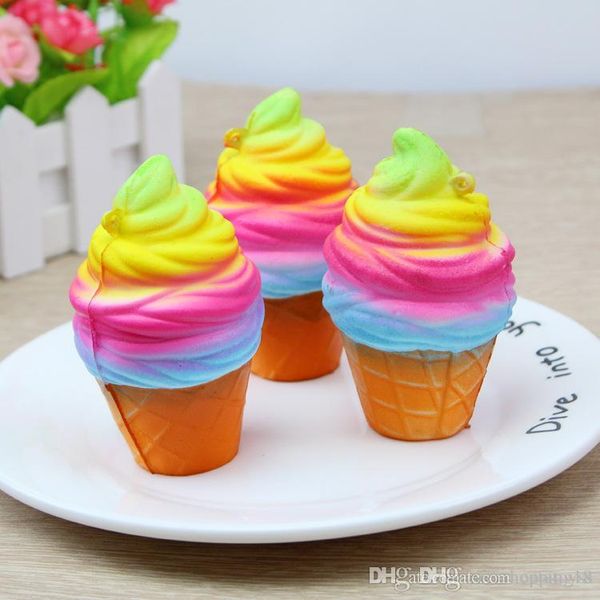 

ups 10cm jumbo cute squishy rainbow ice cream super slow rising bread bun cake sweet charm scented kid fun toy wholesale t342