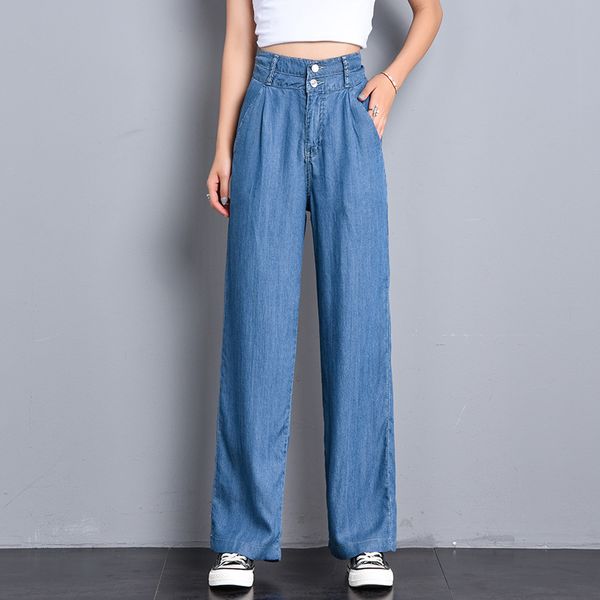 high waist straight tube jeans women's loose summer thin wide leg pants ice silk women's casual jeans 2020 new, Blue
high waist straight tube jeans women's loose summer thin wide leg pants ice silk women's casual jeans 2020 new, Blue
