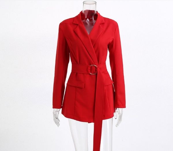 women's suits & blazers elegant autumn work business women lace up split deep v-neck mini dress long sleeves office ladies sashes blaze, White;black
women's suits & blazers elegant autumn work business women lace up split deep v-neck mini dress long sleeves office ladies sashes blaze, White;black