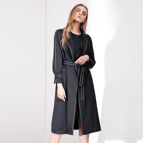early autumn new products large size trench temperament slim thin long coat adjustable waist thin windbreaker women 3f19690, Tan;black
early autumn new products large size trench temperament slim thin long coat adjustable waist thin windbreaker women 3f19690, Tan;black