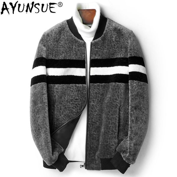ayunsue real fur wool coat men autumn winter jacket men's baseball collar short thick sheep shearing jackets d-52-8770 kj815, Black
ayunsue real fur wool coat men autumn winter jacket men's baseball collar short thick sheep shearing jackets d-52-8770 kj815, Black