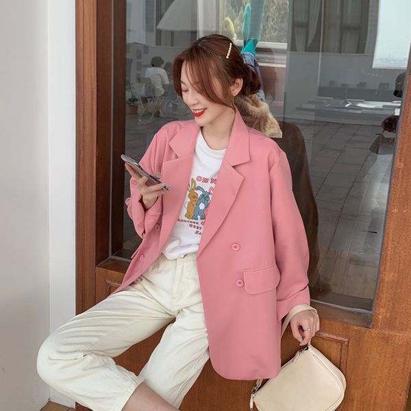 fashion pink blazer female spring summer suit jackets women 2020 new korean loose casual long sleeve suits b365, White;black
fashion pink blazer female spring summer suit jackets women 2020 new korean loose casual long sleeve suits b365, White;black