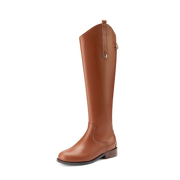 salu 2019 genuine leather women knee high boots wool fur snow boots warm long party shoes woman high, Black