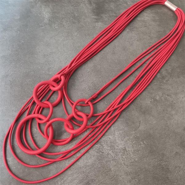 multi layer handmade red rubber necklace for women fashion jewelry clothing accessories punk pendant necklace office jewellery, Silver
multi layer handmade red rubber necklace for women fashion jewelry clothing accessories punk pendant necklace office jewellery, Silver