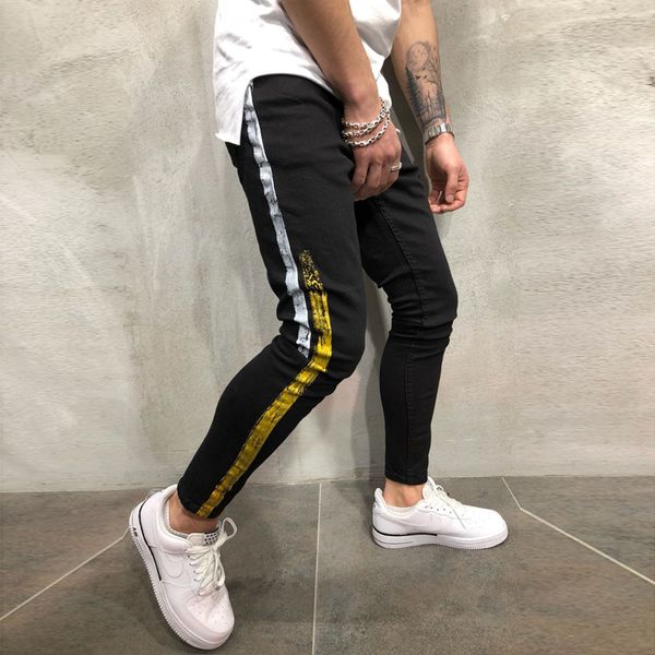 2019 skinny jeans men ripped black side stripe jeans stretch slim fit elastic biker male big size ankle tight guys xxxl, Blue
2019 skinny jeans men ripped black side stripe jeans stretch slim fit elastic biker male big size ankle tight guys xxxl, Blue