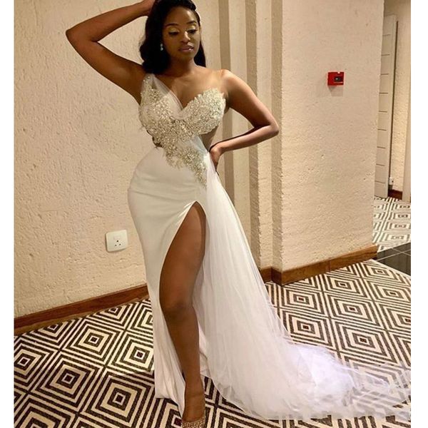 mermaid prom dresses deep v neck tulle lace applique high side split beaded crystals formal evening wear backless evening gowns, Black
mermaid prom dresses deep v neck tulle lace applique high side split beaded crystals formal evening wear backless evening gowns, Black