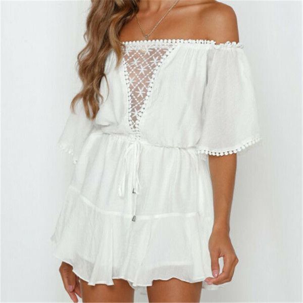trendy women clothes off shoulder tassel short sleeve playsuit summer bodycon party beach polyester romper one pieces, Black;white
trendy women clothes off shoulder tassel short sleeve playsuit summer bodycon party beach polyester romper one pieces, Black;white