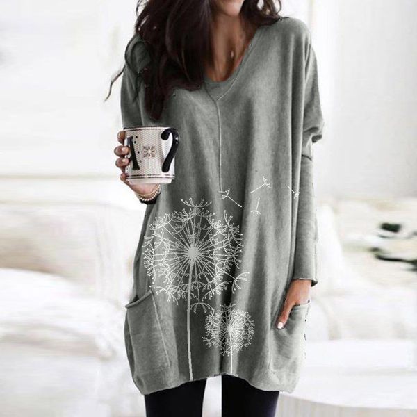 women's t-shirt loose plus size women spring dandelion print pocket t shirt female casual long sleeve o-neck tshirt camiseta mujer, White
women's t-shirt loose plus size women spring dandelion print pocket t shirt female casual long sleeve o-neck tshirt camiseta mujer, White