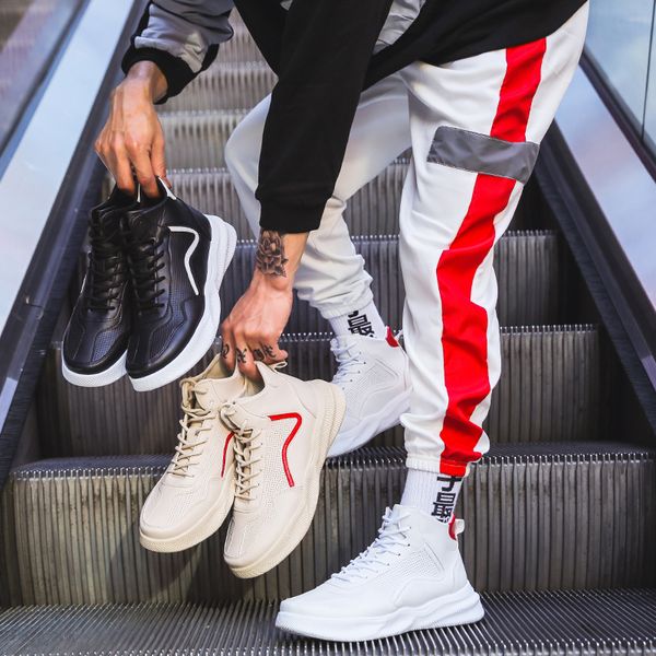 men's casual leather breathable shoes new designer non-slip high heel white shoes male pu footwears men sneakers zapatos hombre, Black
men's casual leather breathable shoes new designer non-slip high heel white shoes male pu footwears men sneakers zapatos hombre, Black