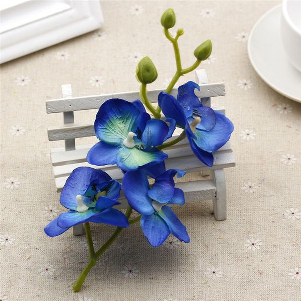 

10 шт. / лот шелк искусственный букет орхидей для дома свадьба украшения поставки орхидеи растения diy синий белый