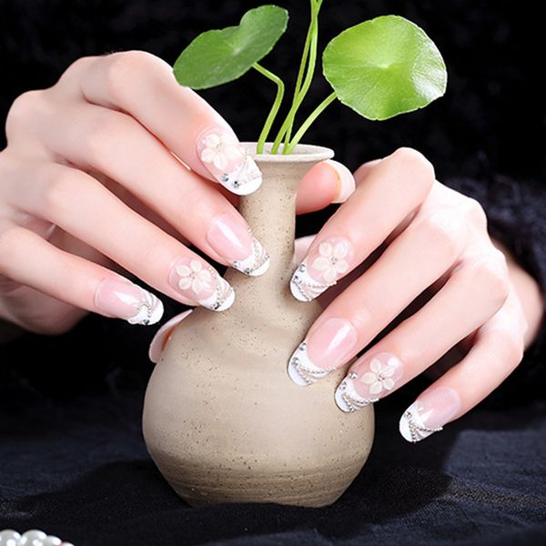 24pcs bride fake nails nail art stickers medium length for women lady pgraphy wedding cj666, Black
24pcs bride fake nails nail art stickers medium length for women lady pgraphy wedding cj666, Black