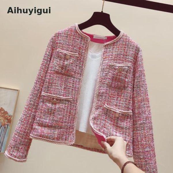 aihuyigui women pink long sleeve tweed short coat female 2019 new spring autumn loose short open stitch coat dr668, Black;brown
aihuyigui women pink long sleeve tweed short coat female 2019 new spring autumn loose short open stitch coat dr668, Black;brown