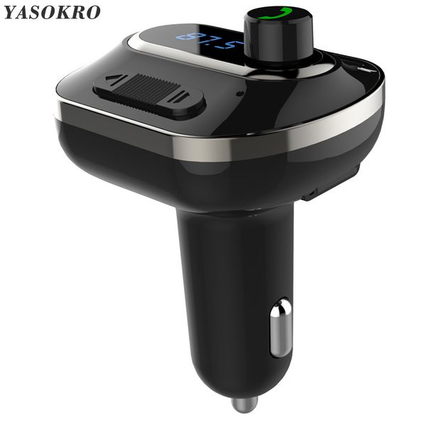 

yasokro fm transmitter modulator bluetooth handscar kit support tf/u disk mp3 car audio player dual usb charger