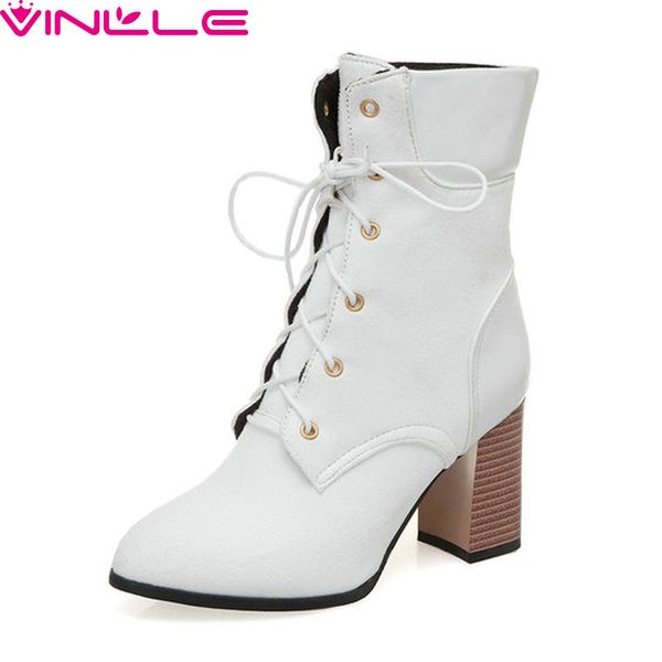 vinlle 2019 fashion women ankle pu leather round toe square high heel lace up casual basic fashion all match shoes size 34-39, Black
vinlle 2019 fashion women ankle pu leather round toe square high heel lace up casual basic fashion all match shoes size 34-39, Black