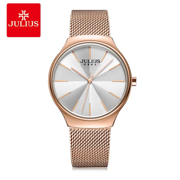julius watch ja-1199 women's retro staineless steel watch, Slivery;brown