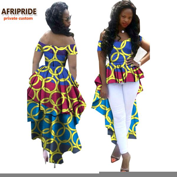 2019 african women clothes afripride ankara v-neck off shoulder coat with dashiki double ankle-length back plus size a722412, Red