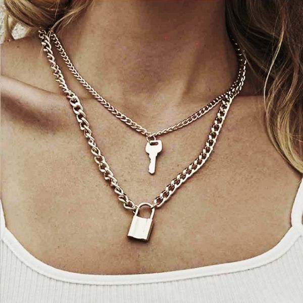 european and american cross-border new key lock pendant necklace creative retro simple gold multi-layer clavicle chain wholesale, Silver
european and american cross-border new key lock pendant necklace creative retro simple gold multi-layer clavicle chain wholesale, Silver