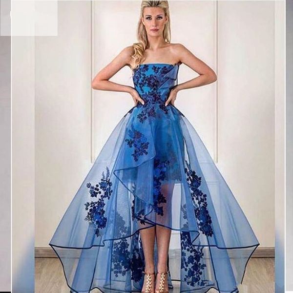elegant strapless high low prom dresses with lace appliques ruched a line see through skirt long evening party formal vestido de festa, Black;red
elegant strapless high low prom dresses with lace appliques ruched a line see through skirt long evening party formal vestido de festa, Black;red