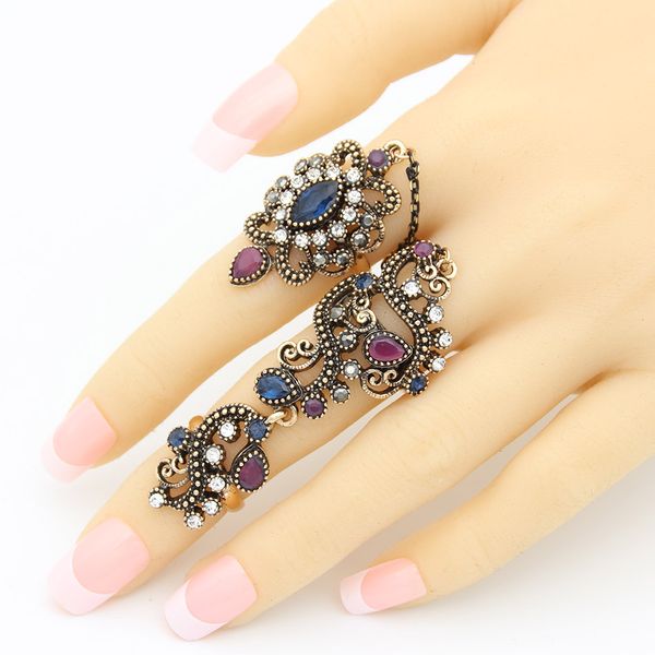 ngagement Rings Vintage Turkish Blue Flower Double finger Rings Resin Jewelry Adjustable Size Women Antique Gold Color Arabesque Moroccan, Golden;silver
ngagement Rings Vintage Turkish Blue Flower Double finger Rings Resin Jewelry Adjustable Size Women Antique Gold Color Arabesque Moroccan, Golden;silver