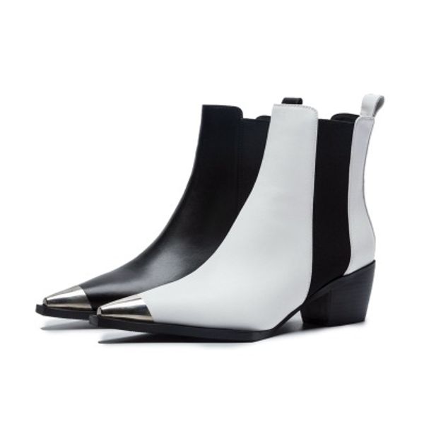 2019 autumn and winter models pu leather personalized metal decoration pointed toe comfortable thick mid-heel short boots, Black
2019 autumn and winter models pu leather personalized metal decoration pointed toe comfortable thick mid-heel short boots, Black