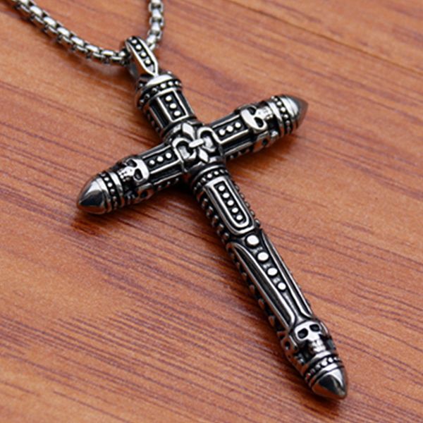 hnsp vintage stainless steel chain 6.5cm*4.5cm big cross pendant necklace for men male personality jewelry gift 2019 new, Silver 
hnsp vintage stainless steel chain 6.5cm*4.5cm big cross pendant necklace for men male personality jewelry gift 2019 new, Silver