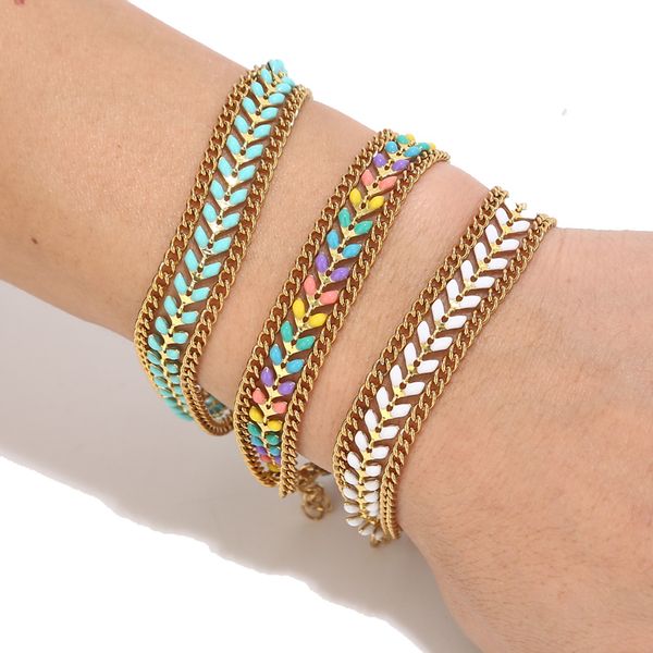 1pcs enamel chevron women men bracelet handmade gold arrow fishbone chain ankel bracelets beach boho jewelry, Black
1pcs enamel chevron women men bracelet handmade gold arrow fishbone chain ankel bracelets beach boho jewelry, Black