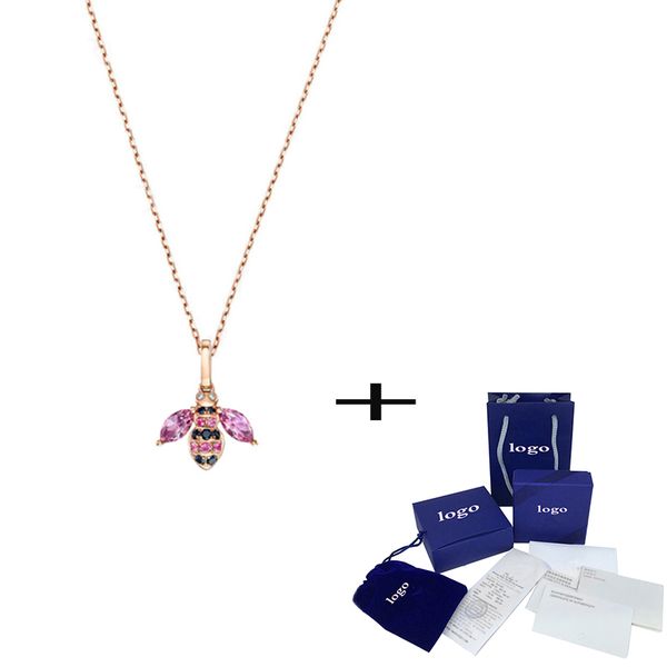 swa fashion new lucky color honey pendant rose gold gorgeous delicate pink bee decoration crystal female jewelry necklace, Silver
swa fashion new lucky color honey pendant rose gold gorgeous delicate pink bee decoration crystal female jewelry necklace, Silver