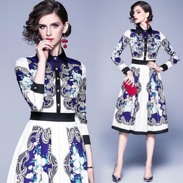 spring and autumn new fashion printing temperament lapel long sleeve slim skirt, Black;gray
spring and autumn new fashion printing temperament lapel long sleeve slim skirt, Black;gray