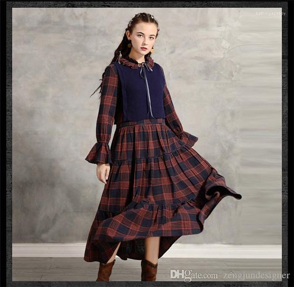 retro dresses 2pcs plaid print autumn fashion style female clothing bow casual apparel womens winter designer, Black;gray
retro dresses 2pcs plaid print autumn fashion style female clothing bow casual apparel womens winter designer, Black;gray