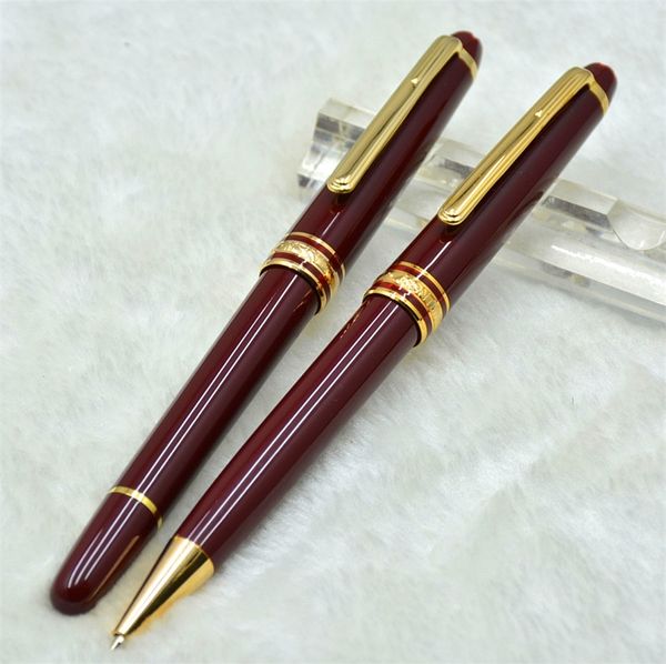 

luxury meisterstcek 163 wine red resin roller ball pen ballpoint pen fountain pens school office supplies with mb germany serial number, Blue;orange