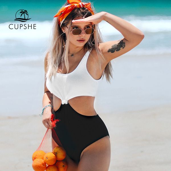 cupshe black and white knotted one-piece swimsuit cut out women monokini 2020 girl beach bathing suit swimwear, White;black
cupshe black and white knotted one-piece swimsuit cut out women monokini 2020 girl beach bathing suit swimwear, White;black