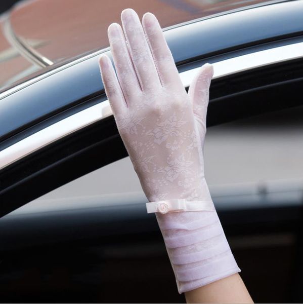 fashion- protection gloves female summer thin uv protection gloves, Blue;gray