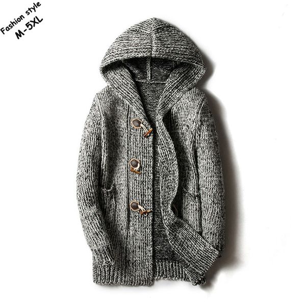 2018 autumn and winter mens long sleeve hooded sweaters causal horn button cardigan thick knitted outerwear fashion mens coats, White;black
2018 autumn and winter mens long sleeve hooded sweaters causal horn button cardigan thick knitted outerwear fashion mens coats, White;black