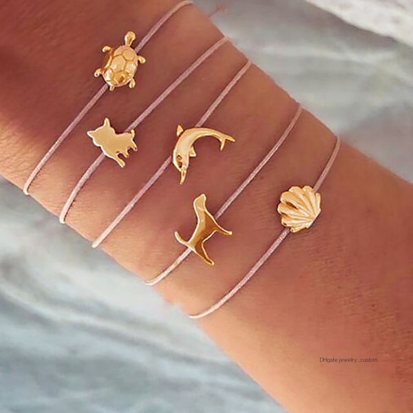 5 pcs/set bohemian charm turtle dolphins shell cat puppy pendant bracelet ladies retro beach bracelet set party jewelry gift, Golden;silver
5 pcs/set bohemian charm turtle dolphins shell cat puppy pendant bracelet ladies retro beach bracelet set party jewelry gift, Golden;silver