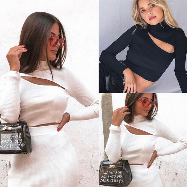 women t-shirts high street style hollow out decoration full sleeve length short clothing solid pattern turtlenck, White
women t-shirts high street style hollow out decoration full sleeve length short clothing solid pattern turtlenck, White