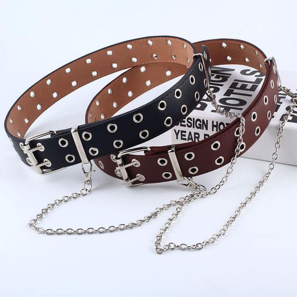 helisopus punk chain belt for women double/single eyelet grommet leather buckle adjustable women belt jeans decoration, Black;brown
helisopus punk chain belt for women double/single eyelet grommet leather buckle adjustable women belt jeans decoration, Black;brown