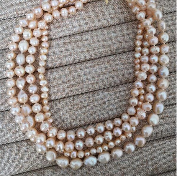 4 rows 7-13mm natural pearl choker necklace pink baroque freshwater pearl woman jewelry 43cm 17'' 35cm, Golden;silver
4 rows 7-13mm natural pearl choker necklace pink baroque freshwater pearl woman jewelry 43cm 17'' 35cm, Golden;silver