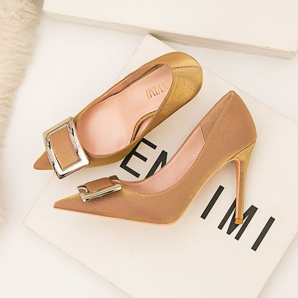 928858 european and american banquet womens shoes high heels satin shallow mouth square button and slim high heels single shoes, Black
928858 european and american banquet womens shoes high heels satin shallow mouth square button and slim high heels single shoes, Black