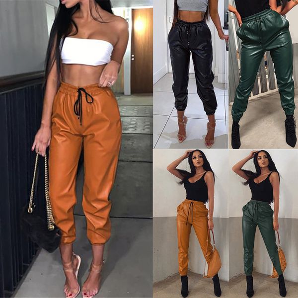 articat 2019 new pu leather women harem pants casual high waist elastic faux leather trousers for women autumn pants streetwear, Blue
articat 2019 new pu leather women harem pants casual high waist elastic faux leather trousers for women autumn pants streetwear, Blue