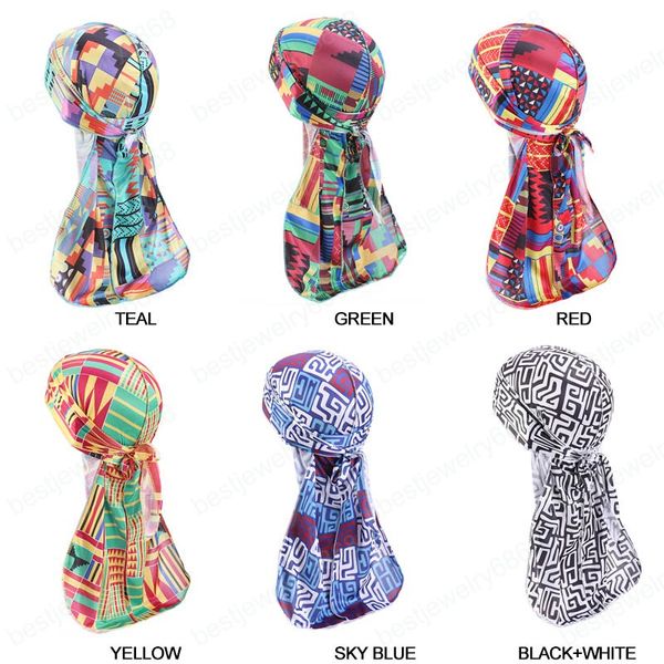 african pattern ankara print silky durag wide band day night sleep bonnet for women headwrap for lover new fashio, Blue;gray