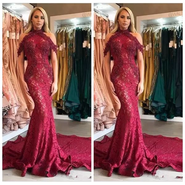 high neck slim lace mermaid prom dresses 2019 modest european fashion long vestidos de women evening party gowns special occasion party gown, Black
high neck slim lace mermaid prom dresses 2019 modest european fashion long vestidos de women evening party gowns special occasion party gown, Black
