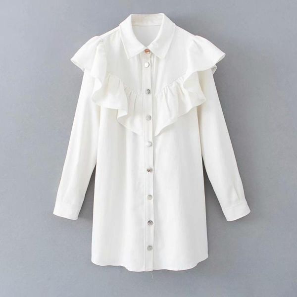 2020 new women stylish solid ruffles denim dress turn down collar long sleeve female mini dresses straight style vestidos ds3487, Black;gray
2020 new women stylish solid ruffles denim dress turn down collar long sleeve female mini dresses straight style vestidos ds3487, Black;gray